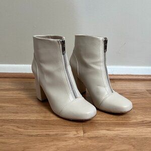New Look Ivory Cream Zipper Heeled Boots Size 37/Size 6